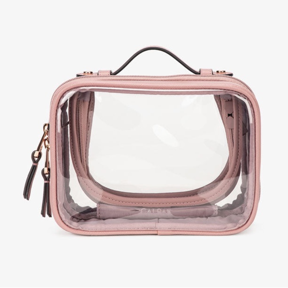 CALPAK small clear cosmetics case in mauve